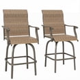 thumbnail image 1 of Outsunny Tabourets de Bar Pivotants d'Extérieur - Ensemble de 2, Dossier Haut Accoudoirs Courbés, 1 of 10