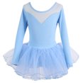 thumbnail image 1 of Justaucorps de Ballet pour Filles à Manches Longues, Robe de Gymnastique, Combinaison Dos Nu en Maille, Tenue de Danse Extensible pour Enfants, Tenue Tutu, 1 of 2