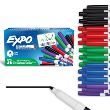 EXPO Dry Erase Markers, Low Odour Ink, Fine Tip, Assorted Colours, 36 Count