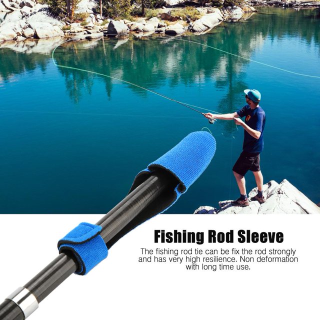 WALFRONT Expandable Neoprene Fishing Pole Sleeve Cover Glove Protector Cap + Rod Strap Set , Fishing Rod Protector, Fishing Rod Cover