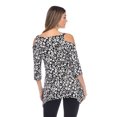 thumbnail image 3 of White Mark Women's Leopard 3/4 Sleeve Cold Shoulder Tunic Top, 3 of 5