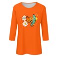 thumbnail image 4 of Dadaria T-Shirt pour Femmes Matters Orange Chemise Manches 3/4 T-Shirt Col Rond Hauts Grande Taille Chandail d'Été Blouses TG, 4 of 5