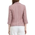 thumbnail image 3 of INSPIRE CHIC Blazer à Rayures pour Femme Manches 3/4 Décontracté Ouvert à l'Avant Revers Cranté Blazer S Rose Foncé, 3 of 7