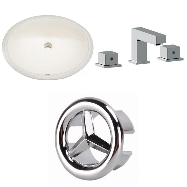 American Imaginations 19.5-in. W CUPC Oval Bathroom Undermount Sink Set In Biscuit - Chrome Hardware AI-26861
