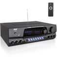 thumbnail image 1 of Pyle Wireless Bluetooth Power Amplifier System, 200 Watt Max, Home Theater Audio Stereo Receiver Box with FM/USB, Mic in, RCA Inputs, Echo & 2-Band E, 1 of 8