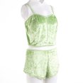 thumbnail image 3 of Women 2PCS Lingerie Set Slim Solid Sling Crop Top Short Elastic Band Pants, 3 of 8
