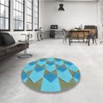 thumbnail image 4 of Ahgly Company Tapis Rond Lavable en Machine Intérieur Transitionnel Vert Profond, 3 Pieds Rond, 4 of 7