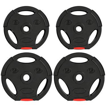 Soozier Ensemble de 4 Plaques de Poids de 1 Pouce avec 3 Poignées, 2 x 17 Lb + 2 x 11 Lb