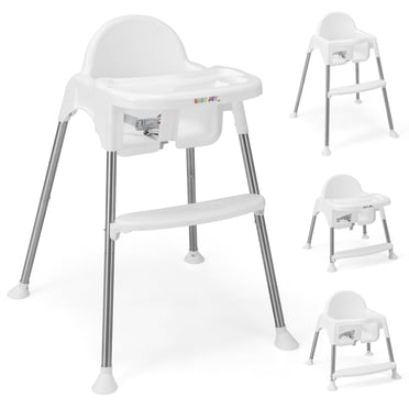Babyjoy Chaise Haute pour Bébé 4-en-1 Convertible pour l'Alimentation avec Double Plateau Amovible et Repose-Pieds