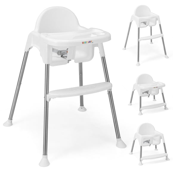 Babyjoy Chaise Haute pour Bébé 4-en-1 Convertible pour l'Alimentation avec Double Plateau Amovible et Repose-Pieds