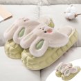 thumbnail image 2 of Womens Furry Slippers Plush Lining Cute Rabbit Removable Memory Foam Thick Bottom Soft Sole Comfortable Non-Slip Warm Winter Home Slippers Green-02, 2 of 7