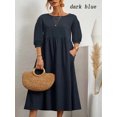 thumbnail image 1 of Nouvelle Robe 2024 pour Femmes Rétro Unie Sans Manches Ample Longue Jupe avec Poches, 1 of 7