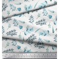 thumbnail image 1 of Soimoi White Modal Satin Fabric Flower Leaves Print Sewing Fabric BTY 42 Inch Wide, 1 of 2
