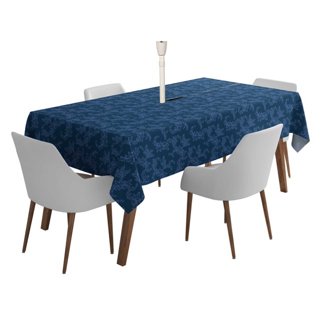 Vargottam Indoor/OutdoorTablecloth58x58 Inch SquareTablecloth with Umbrella Hole and Zip- Waterproof PatioTableCloths- TableCovers for Backyard RectangularTable- Navy Blue