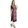 thumbnail image 2 of Phagun Kurta Droite Bordeaux pour Femmes, Manches 3/4, Kurti Décontractée Imprimée - 24, 2 of 8