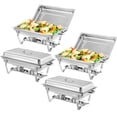 thumbnail image 1 of TROPOW Chafing Dish Buffet Set 4 Pack, 8 Qt Stainless Steel Chafer Buffet Servers and Warmers Sets with Lid Folding Frame, Rectangular Chafing Dishes for Parties, Weddings, Catering Events, Silver, 1 of 7