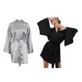 thumbnail image 3 of kurtrusly Sexy Sleepwear Ceinture Peignoir Robe de Chambre Robe de Chambre Robe Flare Manches Été Datant Mode Attrayante Douceur Gris S, 3 of 9