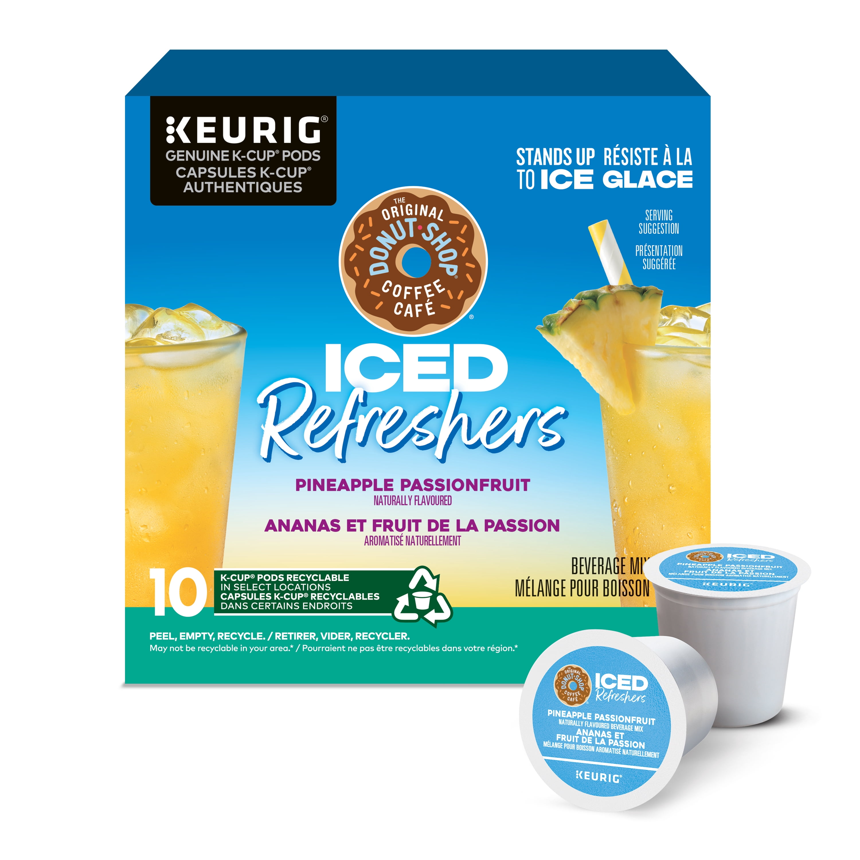 The Original Donut Shop, Iced Refreshers Pineapple Passionfruit, K-Cup Pods, 10 Pods