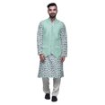 thumbnail image 1 of Atasi Traditional Printed Kurta Churidar Pajama Set With Nehru Jacket For Men, 1 of 5