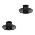 thumbnail image 3 of Thinsony Pillar Candle Holder Candlelight Home Decor Party for Dining Christmas Black Small 2Set, 3 of 6