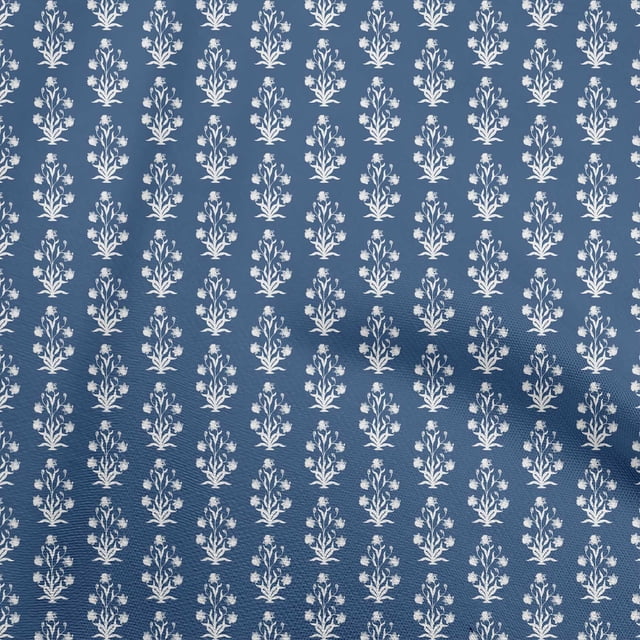 oneOone Polyester Spandex Navy Blue Fabric Asian Block Print Sewing Craft Projects Fabric Prints By Yard 56 Inch Wide