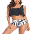 thumbnail image 2 of Family Matching Swimwear Mom and Daughter Patchwork Bra Ruffled Tops with Briefs Swimsuit, 2 of 6