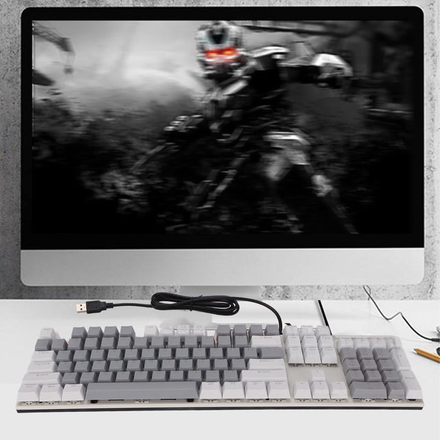 Clavier Mécanique à 104 Touches avec Interrupteur Bleu, RGB Rétroéclairé, USB Câblé, Clavier de Jeu pour Win7/ Win8/ Win10