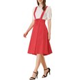 thumbnail image 4 of Unique Bargains Jupe Midi Plissée à Bretelles Rétro à Taille Élastique pour Femme Rouge P, 4 of 6