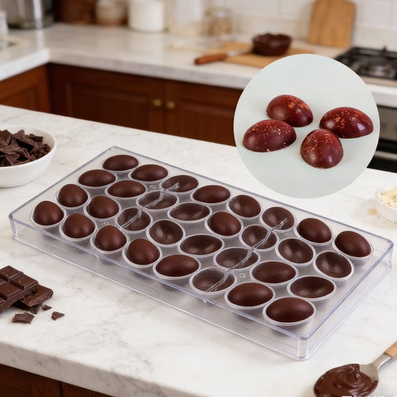 Bird Egg Shaped Chocolate Mold, Transparent Plastic 32-Cavity Baking Tool for Candy and Dessert Making