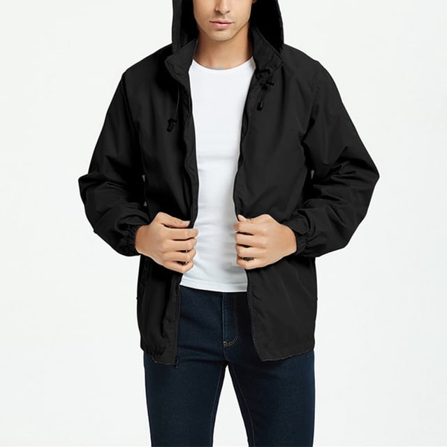 LSLJS Manteau Coupe-Vent pour Homme Manteau à Capuche Coupe-Vent et Habit de Tempête Featur( Noir, TG)