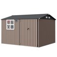thumbnail image 1 of Ourlova Spacious 8x10 FT Metal Outdoor Storage Outdoor Storage Unit - Clear Window Solar Light Lockable Brown, 1 of 8