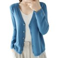 thumbnail image 1 of Cardigan Manteau Doux en Tricot pour Femmes, Mode Durable, Printemps et Automne, Décontracté, Ample, Uni, Manches Longues, Col en V, à Boutons - Hontri, 1 of 5