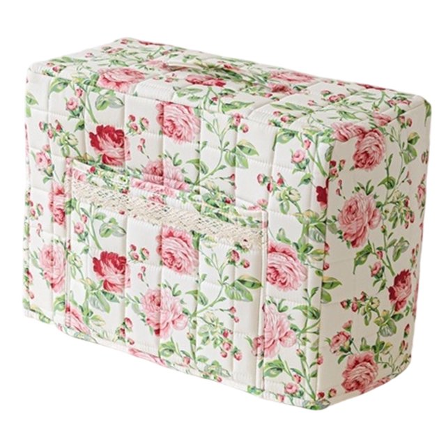 Liyamei Sewing Machine Cover Floral Quilted Sewing Machine Cover With Pocket Craft Room Sewings Organizer Sewing Machine Storage Cover With Protective Layer And Built In Compartments
