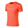 thumbnail image 1 of Pisexur T Shirts for Man , Hommes Mode Décontractée Couleur Unie Col Rond Course Exercice et Entraînement Physique Manches Courtes Haut Orange, m Chemises de Golf Hommes & Chemises Hommes, 1 of 6