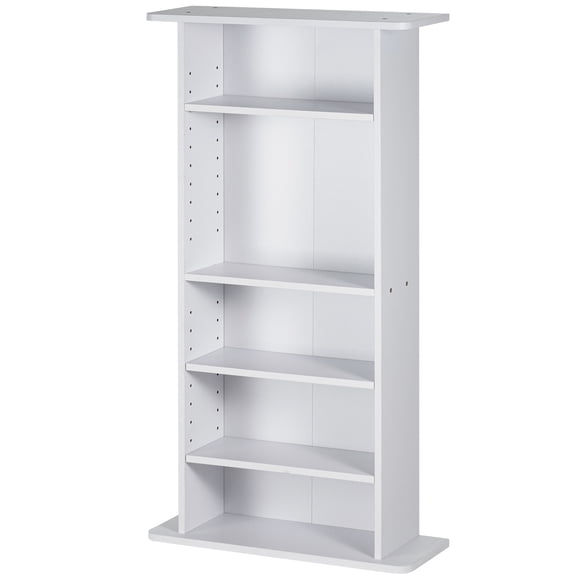 KFFKFF Multimedia Storage Unit, Five-Tier DVD Rack with Capacity for 240 CDs, Modifiable CD Racks, Safeguards & Systematizes Music, Film, Video Games or Keepsake Collections, White