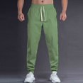 thumbnail image 2 of Ceisia Men Solid Color Loose Casual Pants Elastic Waist Drawstring Sports Gift Work Trousers, 2 of 4