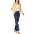 thumbnail image 2 of INSPIRE CHIC Tenue de Rentrée pour Femme Enseignante Blazer Ajusté Revers Cranté Imprimé Ouvert devant Veste de Tailleur TP Jaune-Floral, 2 of 7