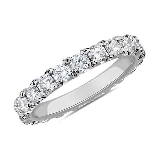 1,00 Ct P.t. Rond Naturel Diamond Dernier Design Alliance Éternité pour Femmes en Or Blanc Massif 14K Taille 8