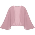 thumbnail image 4 of YUUMIN Boléro en Chiffon Transparent à Manches 3/4 pour Femmes, Veste Ouverte pour Mariage, Robe de Soirée, Rose Foncé TG, 4 of 5