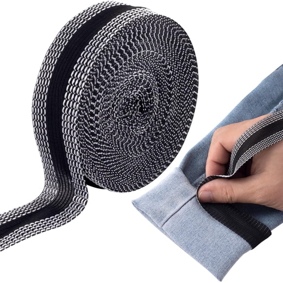 Woeilo 11 Yard Iron-on Instant Hem Tape, Adhesive Tape Iron on, Adhesive Fabric Hemming Tape for Pants, Jeans, Clothes (Black, 1 Roll) Black