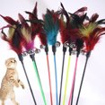 thumbnail image 2 of Langgg Pet Teaser Plastic Long Handle Teasing Rod Stick Feather Bell Interactive Pet Toy, Colorful, Color Random, 2 of 7