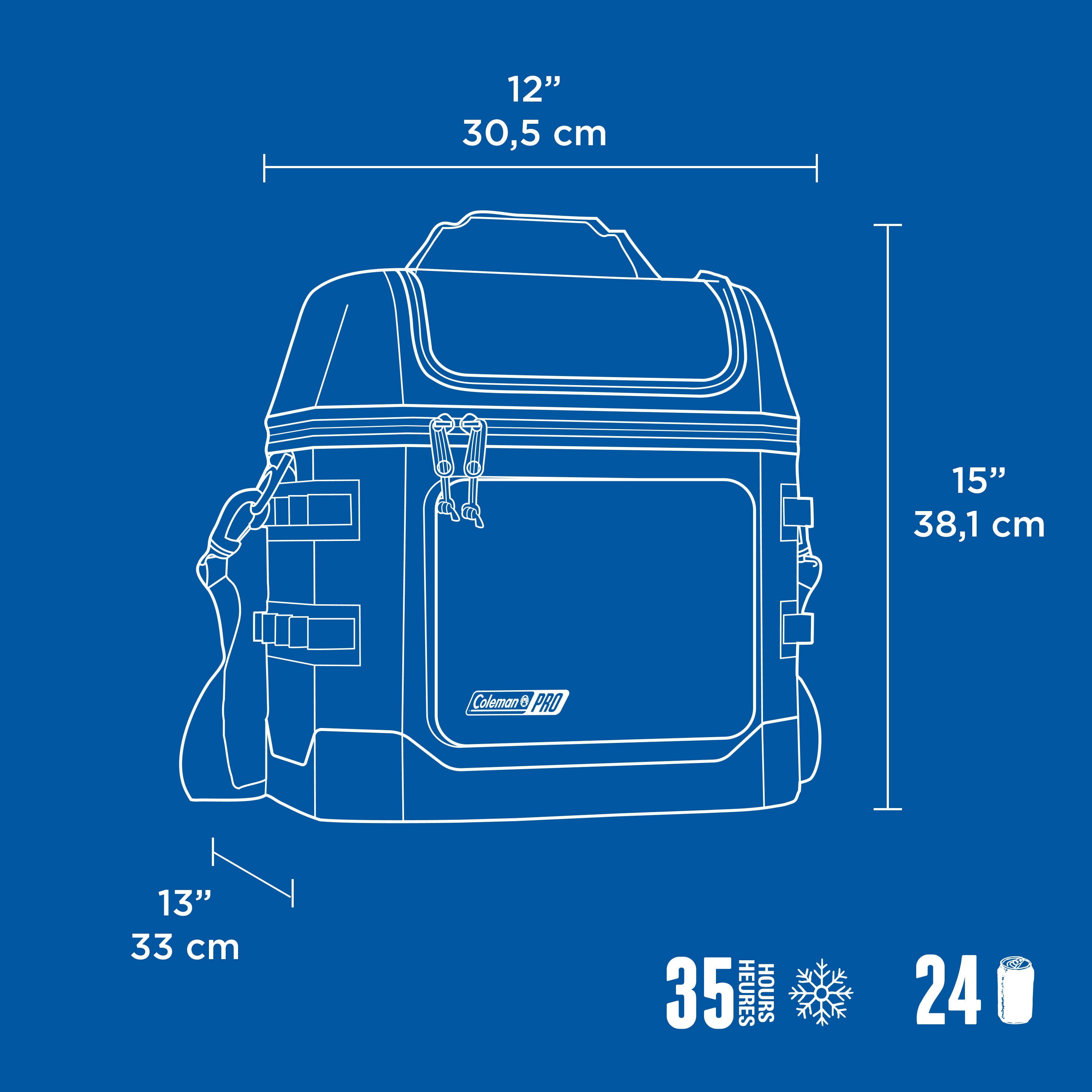 Coleman Pro 24 Can Premium Soft Cooler Lunchbox, 8.5 L (9 qt) Fully Insulated Lid & Body Stays Cold up to 35 Hours, Great for Camping, Parties, Sports, Concerts, Lunches & More