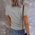 thumbnail image 3 of UPPADA Ribbed Shirts Tops Women Summer - Womens Short Sleeve Ribbed Tops Basic Knit Shirts Button V Neck Casual Summer Tshirt, 3 of 6