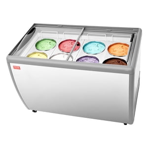 VEVOR Commercial Étui d'affichage de crème glacée, 13.1 Congelateur de poitrine Cu.ft, Restaurant Gelato Dipping Cabinet supérieur congélateur profond avec castres verrouillables, porte en verre coulissant, LED Éclairage, tenue 8 Tubes de crème glacée