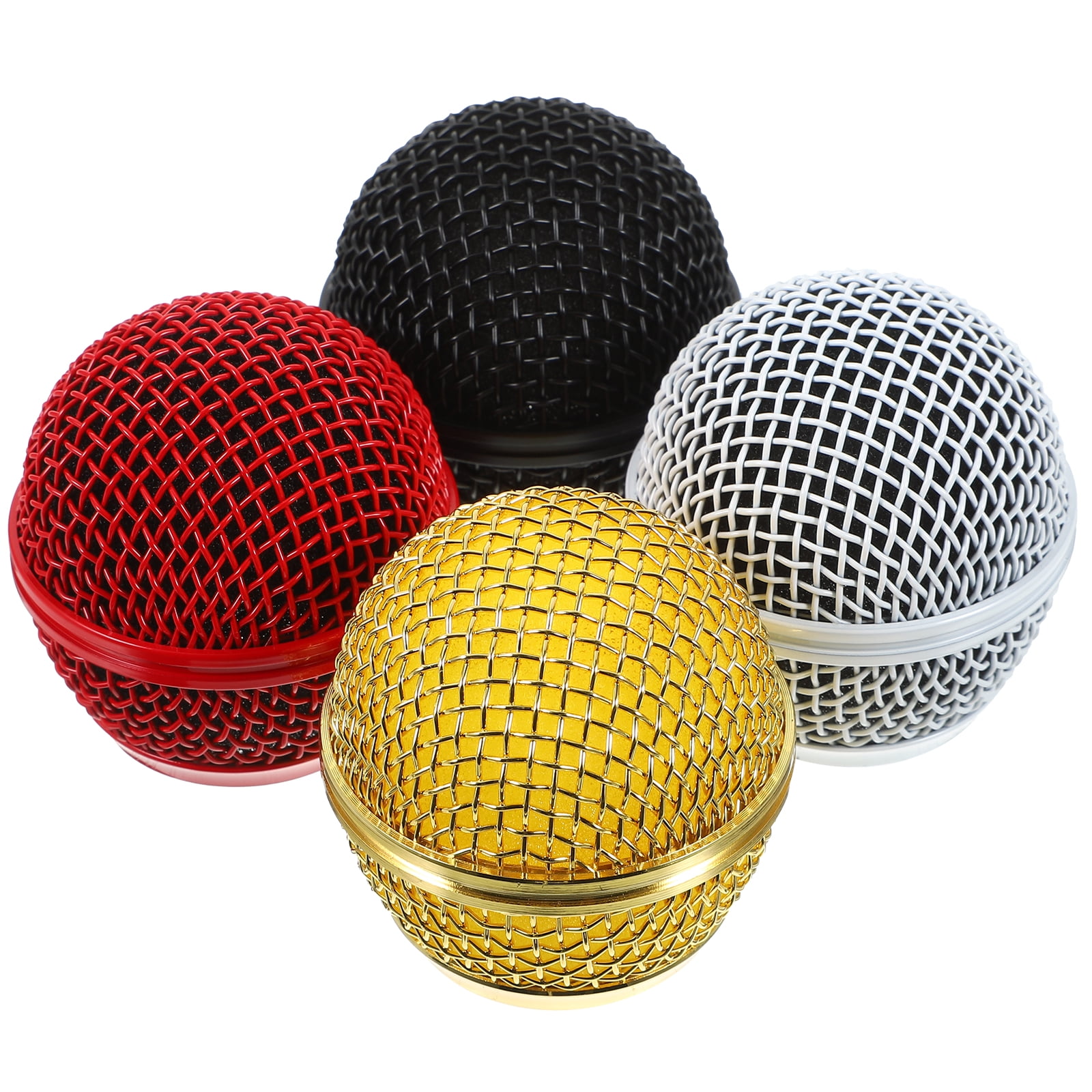 SHISUYAN 4pcs Microphone Replacement Grille Metal Mic Head Mic Part Wireless Mic Supply