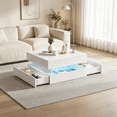 thumbnail image 1 of Homy Casa Lift-Top Square Coffee Table with 2 Drawers and LED Lights, Compact High-Gloss White Table, 1 of 11