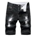 thumbnail image 1 of Pisexur Half Shorts Jeans Men's Ripped Trunks Stretchy Washed Jeans Trunks Cut-Off Classic Fit Biker Jeans Trunks, 1 of 9