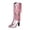 Pink, variant on LOVZFMLL Cowboy Boots for Women Mid Calf Chelsea Boots Side Zipper Pointy Toe Slip Resistant Mid Block Heel Fringe Fall Winter