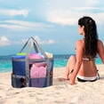 thumbnail image 3 of yulier Mesh Beach Bag Sand Free Bag Large Beach Tote Bag Strong Lightweight Bag for Beach Vacation Swimming Pool Bathroom, Blue, 3 of 3