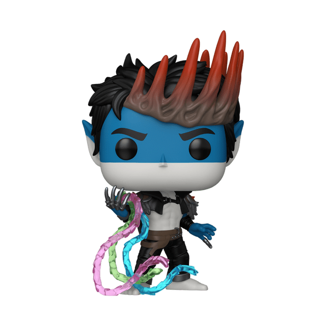 Funko Pop! Games : Magic : The Gathering - Figurine en Vinyle Oko The Trickster Montrant une Figurine en Vinyle Orientée vers l'Avant avec Peinture de Visage Bleu et Blanc, Cheveux Noirs et une Couronne Cornue Brun à Rouge. la Figurine Porte un Pantalon Noir avec une Ceinture Brune et une Poitrine Nue. les Mains Bleues Tiennent des Vrilles Magiques Colorées en Rose, Vert et Bleu s'Étendant de la Main Gauche. Cette Figurine de Collection Mesure Plus de Trois Pouces de Hauteur et Convient à l'Exposition dans des collections de Figurines d'Action.